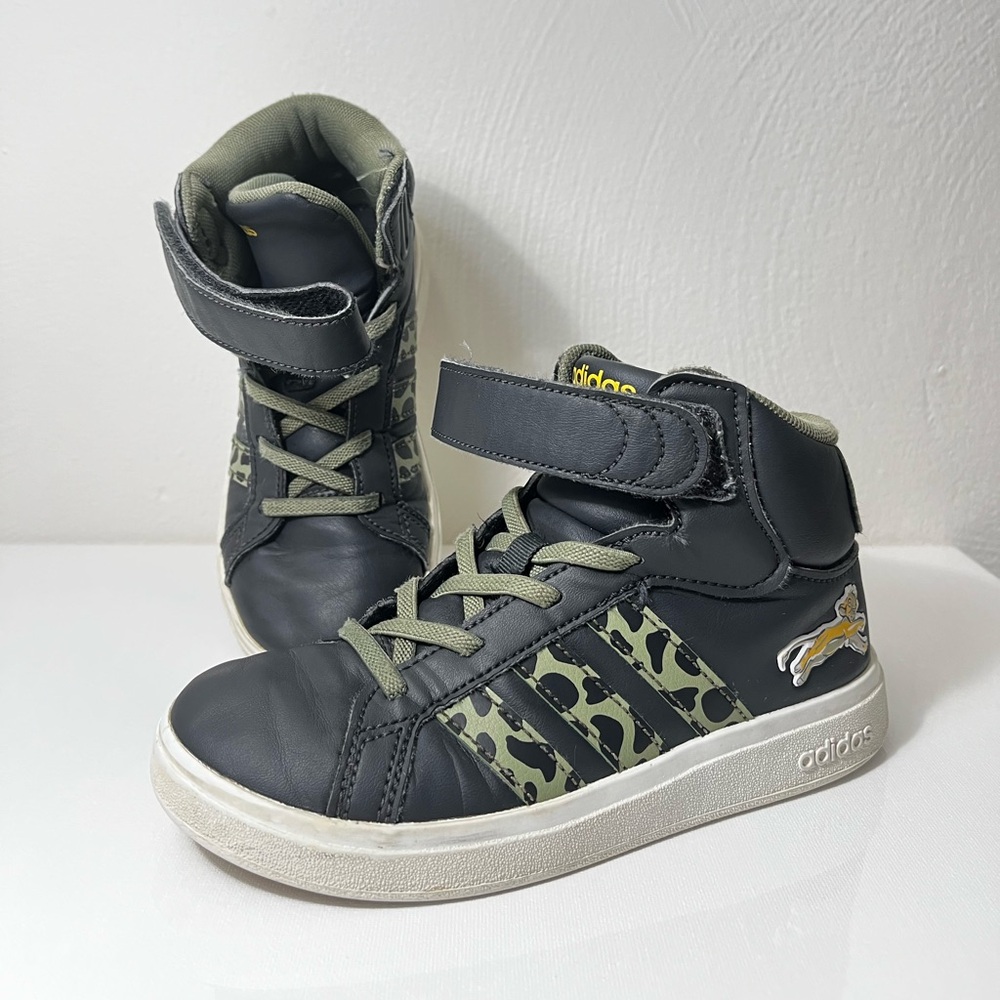 Adidas Kids High-Top Sneakers - Black and Olive